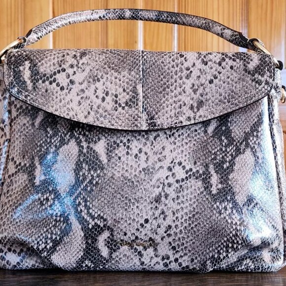 Genuine Leather Snake Python Print Embossed Tote Handbag, Cole Haan, NWOT - Picture 4 of 10